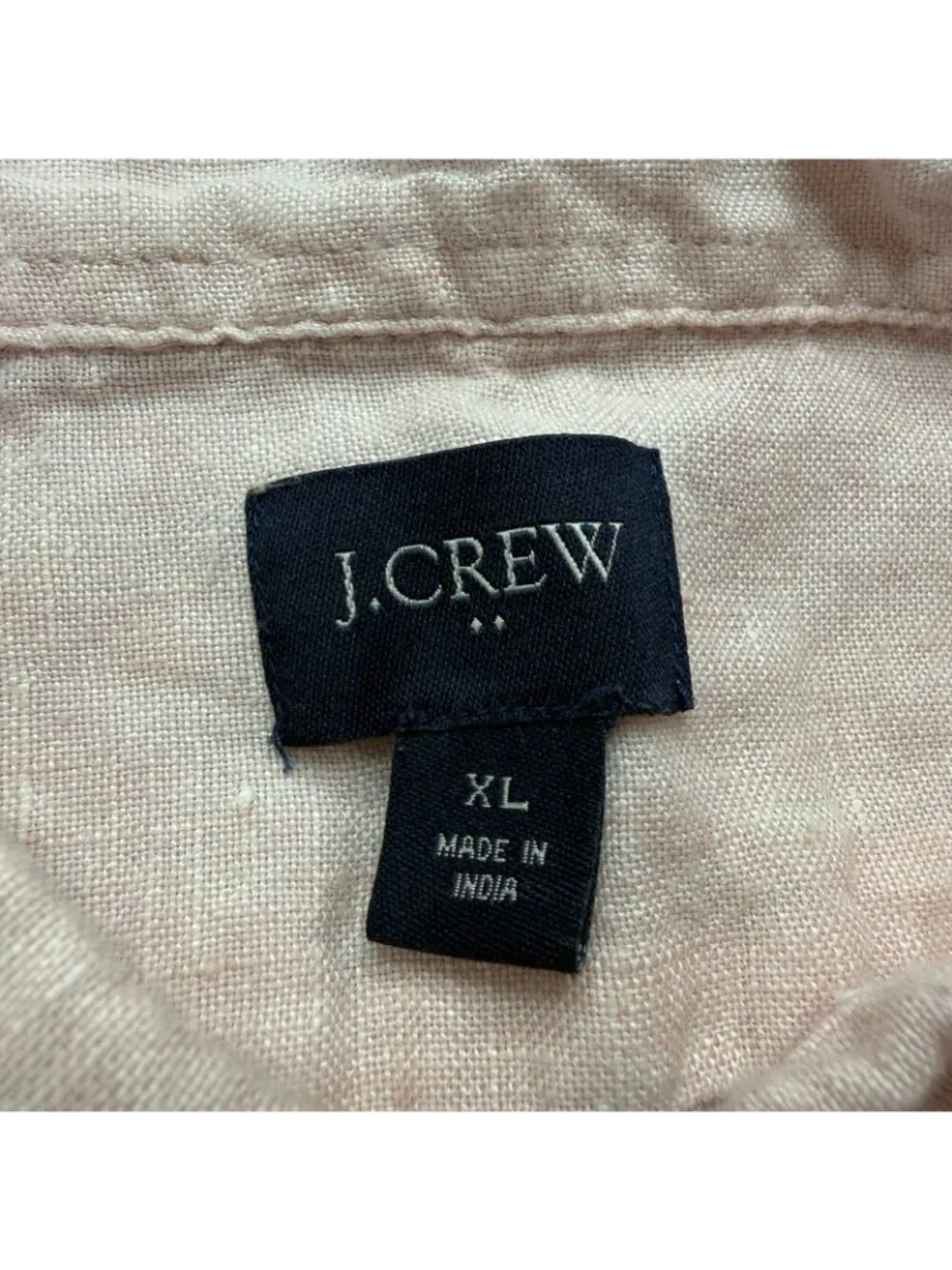 J.Crew Linen Shirt Men XL Pink Solid Classic Fit Short Sleeve Button-Down